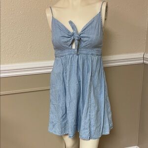 Fit & Flare Knotted Cutout Jean Cami Mini Dress